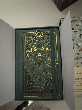 Teal & Gold Embossed Bee Hardcover Journal